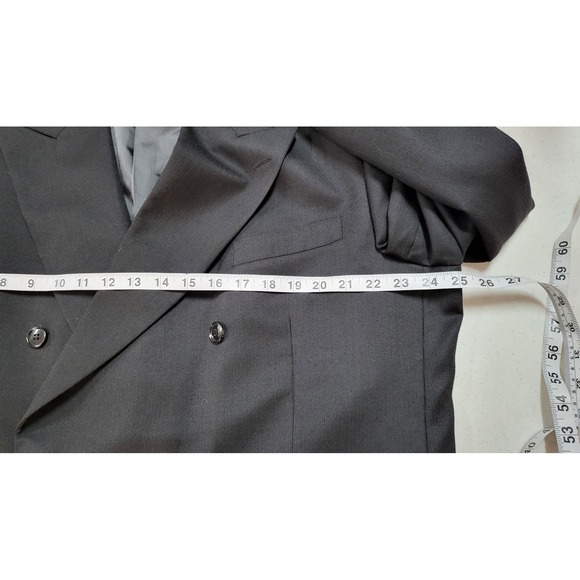 Albert Nipon Mens Black Double Breasted Wool Blazer Jacket Golden Twist - Picture 14 of 16
